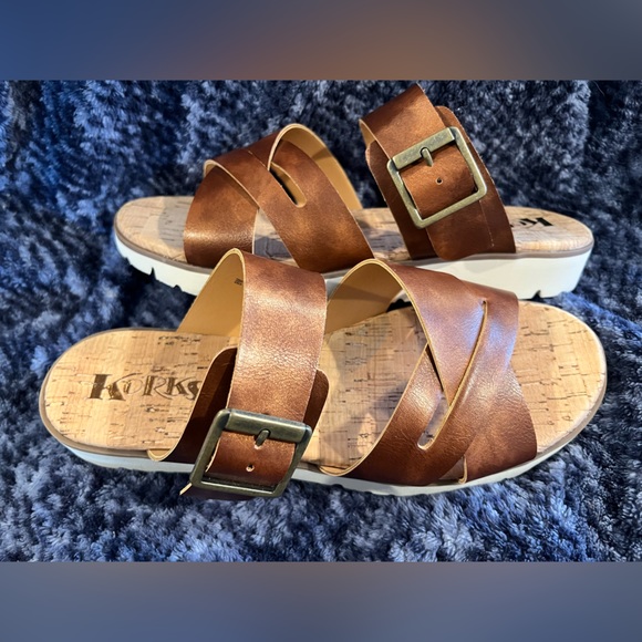 KorkEase Shoes Korks Like New Wedge Sandals Callie Slipon W Buckles Comfy Cork Footbed
